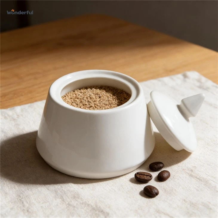 Witte keramische pot met deksel: minimalistische elegantie voor opslag en display